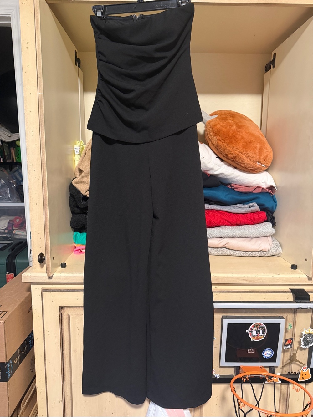 Strapless Wide-Leg Black Jumpsuit